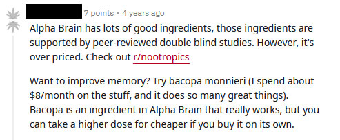 Does Alpha Brain Work? Reddit: Positive 1
